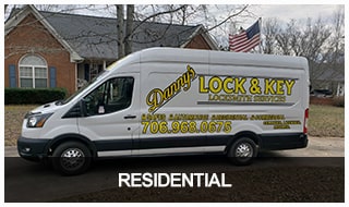 Photo of Danny's locksmith van at a NE Georgia residential service call